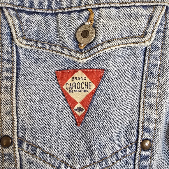 Brand Caroche Vintage Retro Denim Cinched Waist Jacket Countryside Chic - Picture 3 of 8